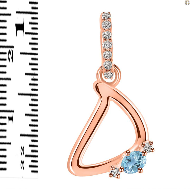 Blue Topaz & White Topaz Alphabet D Pendant BTZ-RDA-30.