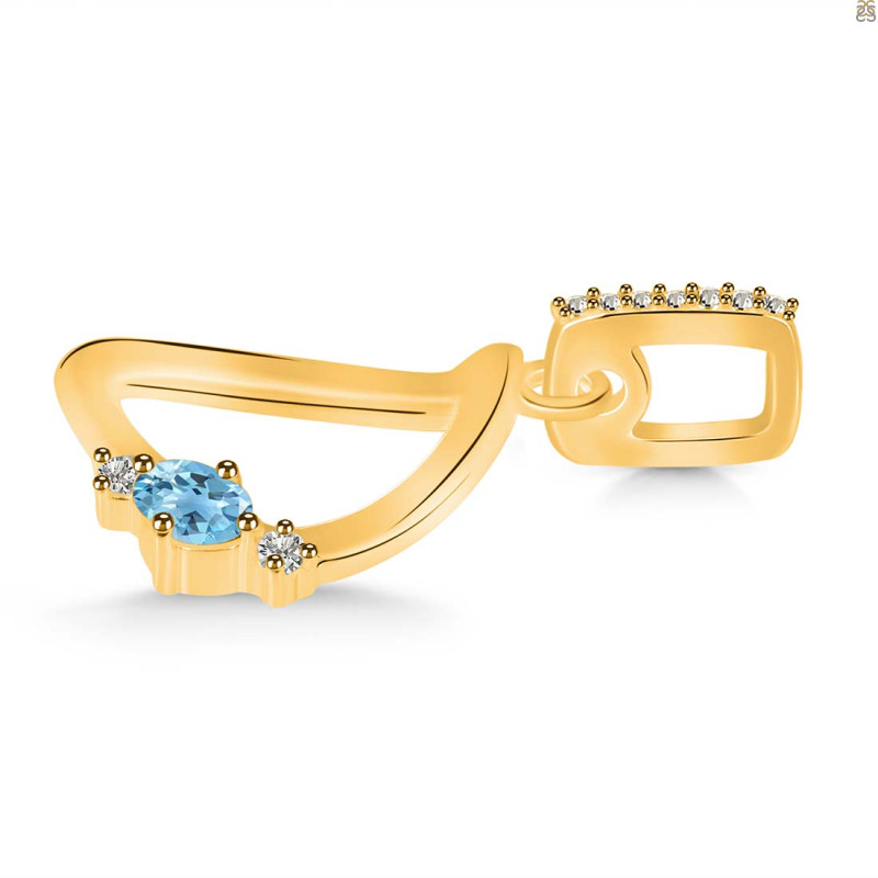 Blue Topaz & White Topaz Alphabet D Pendant BTZ-RDA-30.