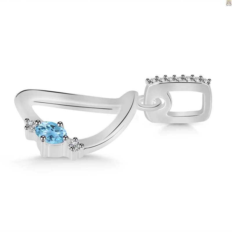 Blue Topaz & White Topaz Alphabet D Pendant