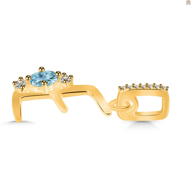 Blue Topaz & White Topaz Alphabet E Pendant BTZ-RDA-31.