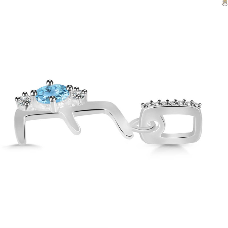 Blue Topaz & White Topaz Alphabet E Pendant