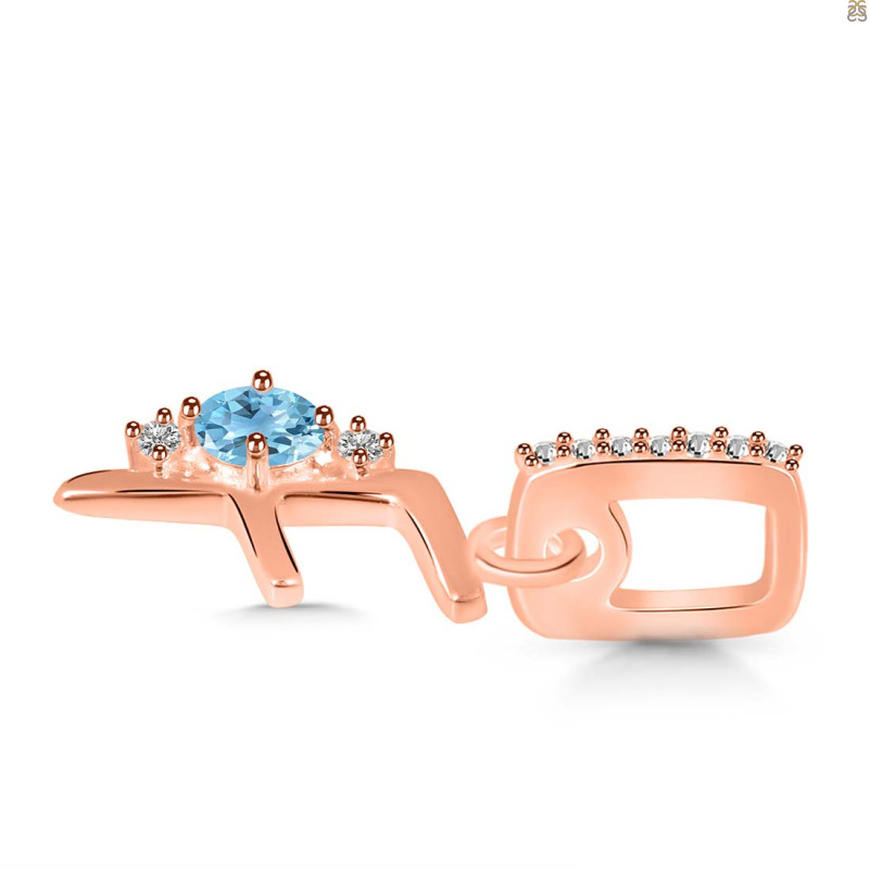 Blue Topaz & White Topaz Alphabet F Pendant BTZ-RDA-32.