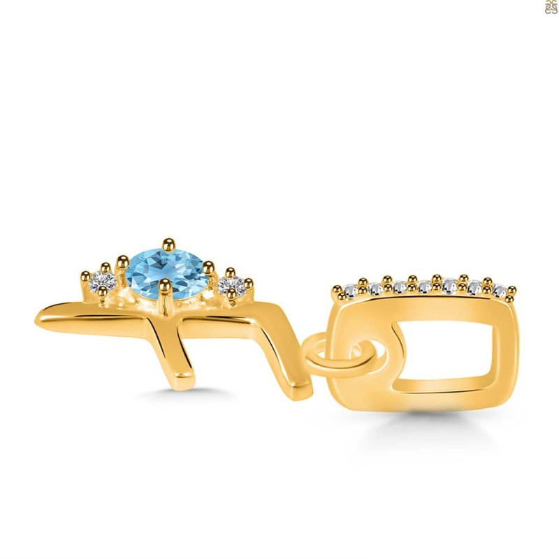 Blue Topaz & White Topaz Alphabet F Pendant BTZ-RDA-32.