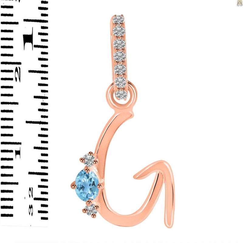 Blue Topaz & White Topaz Alphabet G Pendant BTZ-RDA-33.