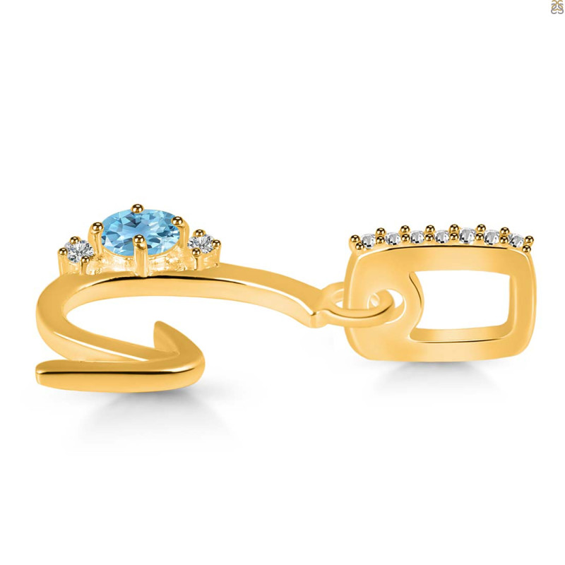Blue Topaz & White Topaz Alphabet G Pendant BTZ-RDA-33.