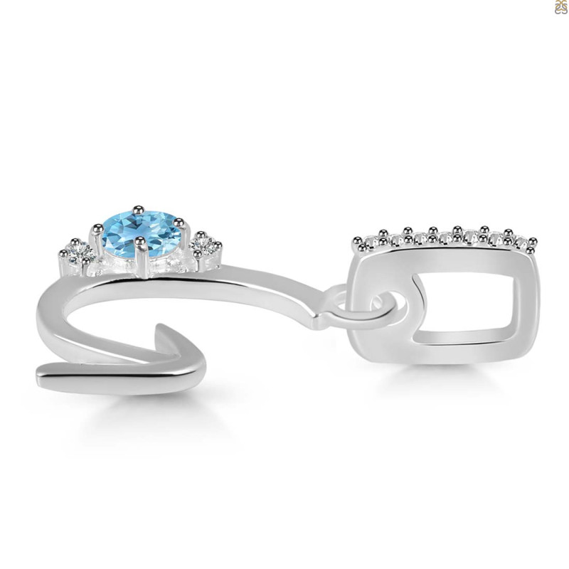 Blue Topaz & White Topaz Alphabet G Pendant