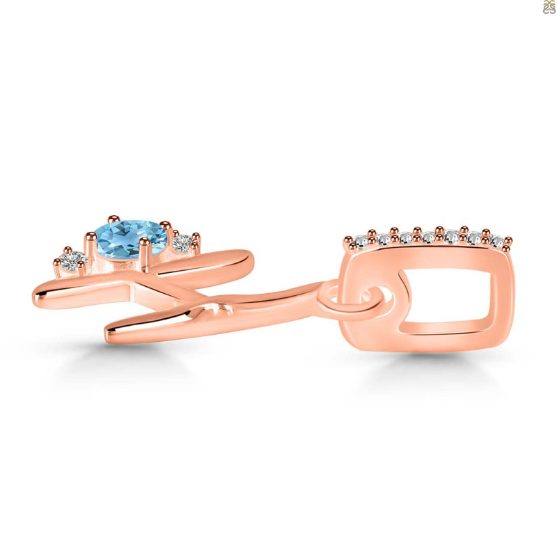 Blue Topaz & White Topaz Alphabet H Pendant BTZ-RDA-34.