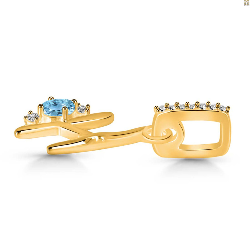Blue Topaz & White Topaz Alphabet H Pendant BTZ-RDA-34.
