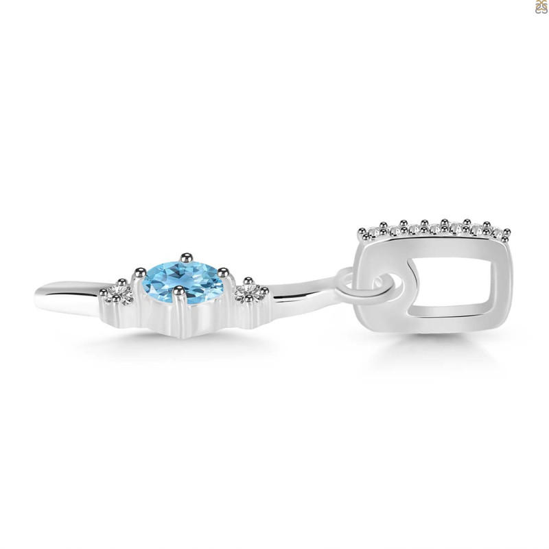 Blue Topaz & White Topaz Alphabet I Pendant
