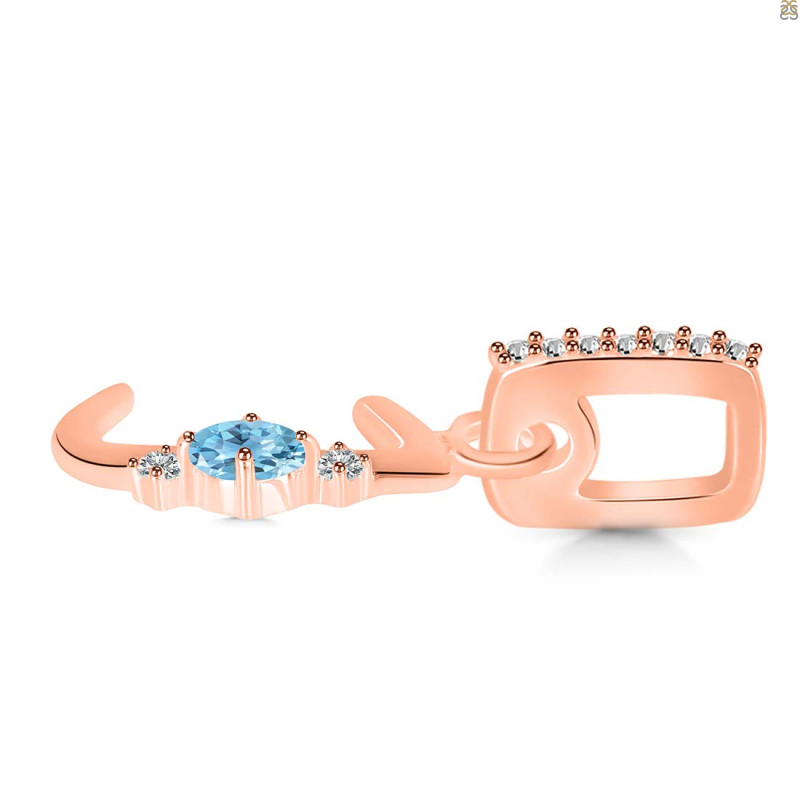 Blue Topaz & White Topaz Alphabet J Pendant BTZ-RDA-36.
