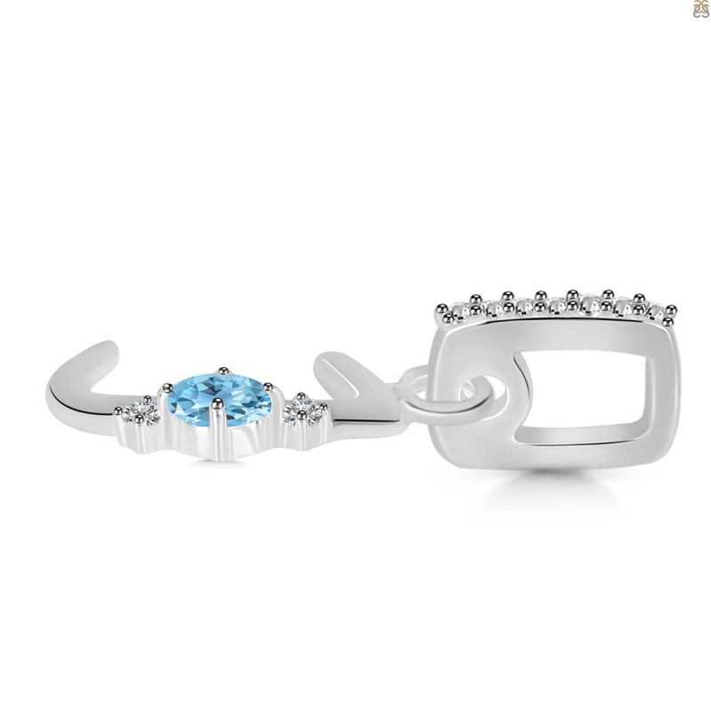 Blue Topaz & White Topaz Alphabet J Pendant