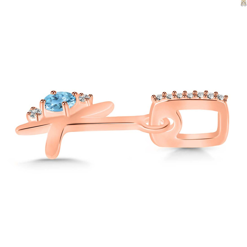 Blue Topaz & White Topaz Alphabet K Pendant BTZ-RDA-37.