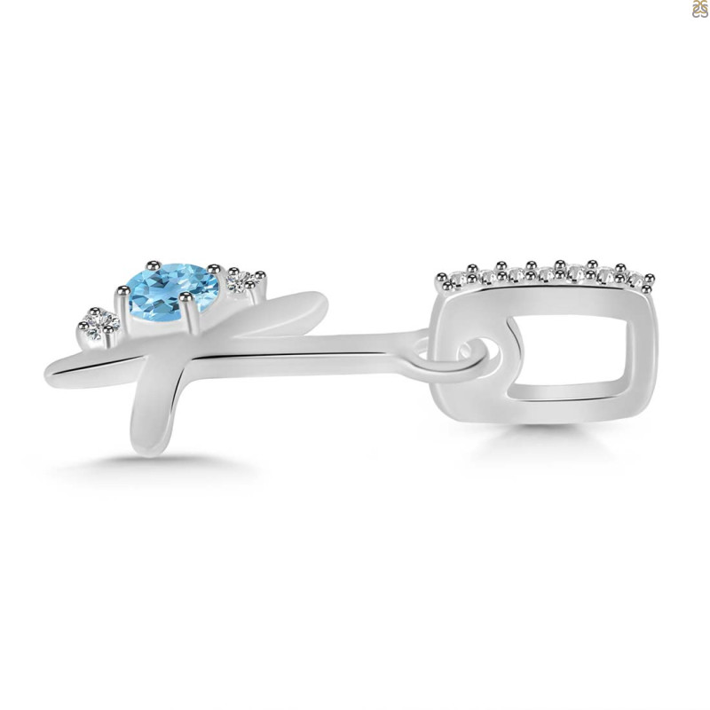 Blue Topaz & White Topaz Alphabet K Pendant