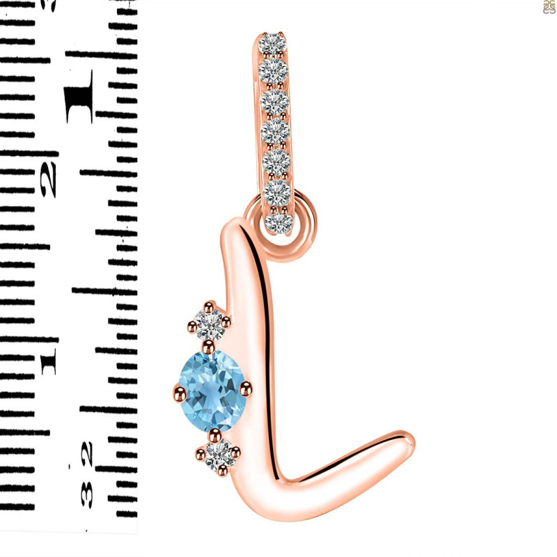 Blue Topaz & White Topaz Alphabet L Pendant BTZ-RDA-38.