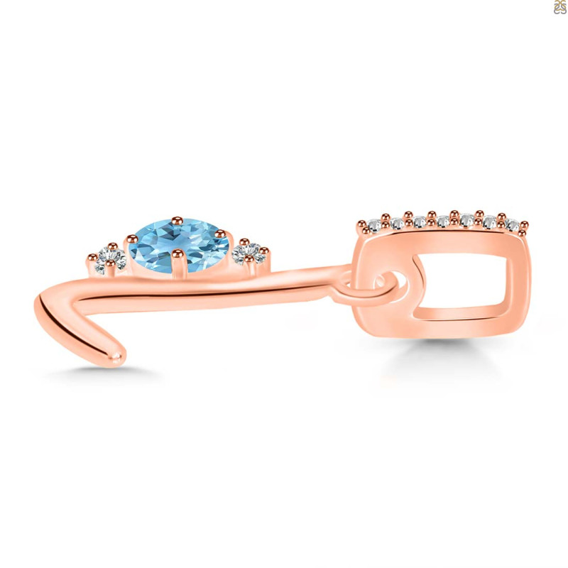Blue Topaz & White Topaz Alphabet L Pendant BTZ-RDA-38.