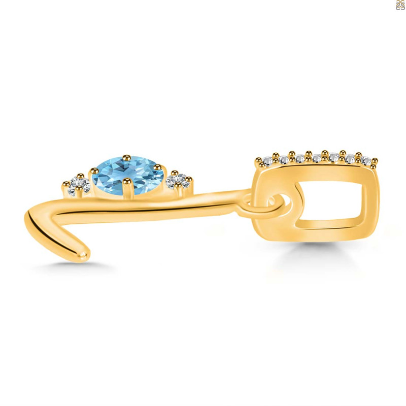 Blue Topaz & White Topaz Alphabet L Pendant BTZ-RDA-38.