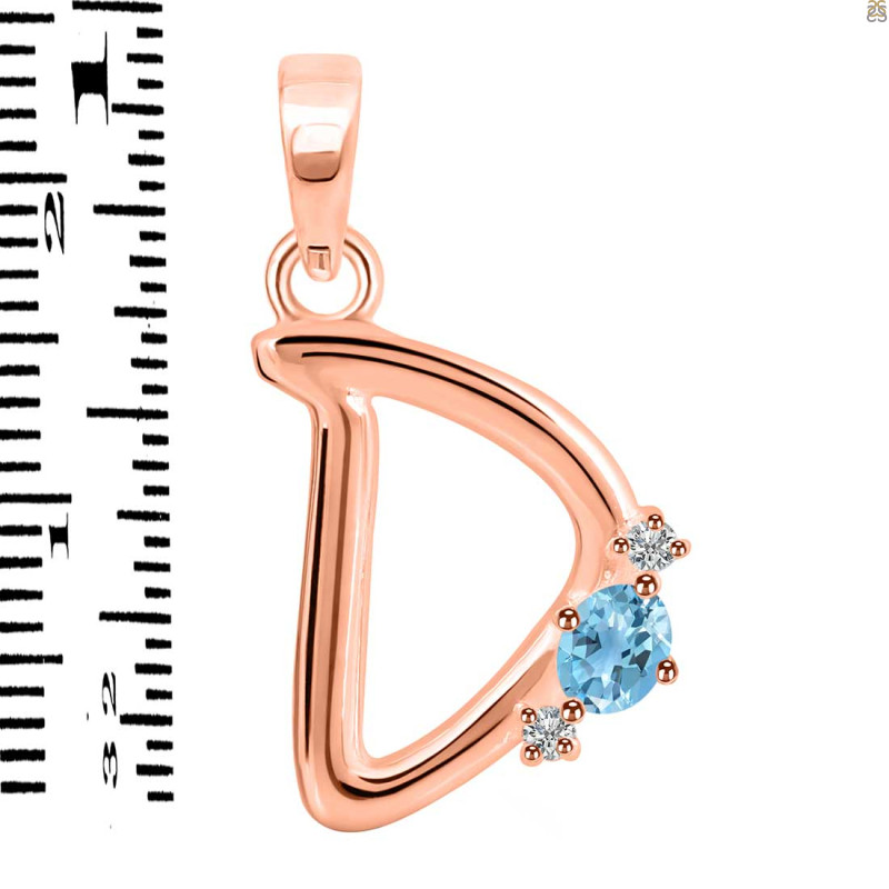 Blue Topaz & White Topaz Alphabet D Pendant BTZ-RDA-4.