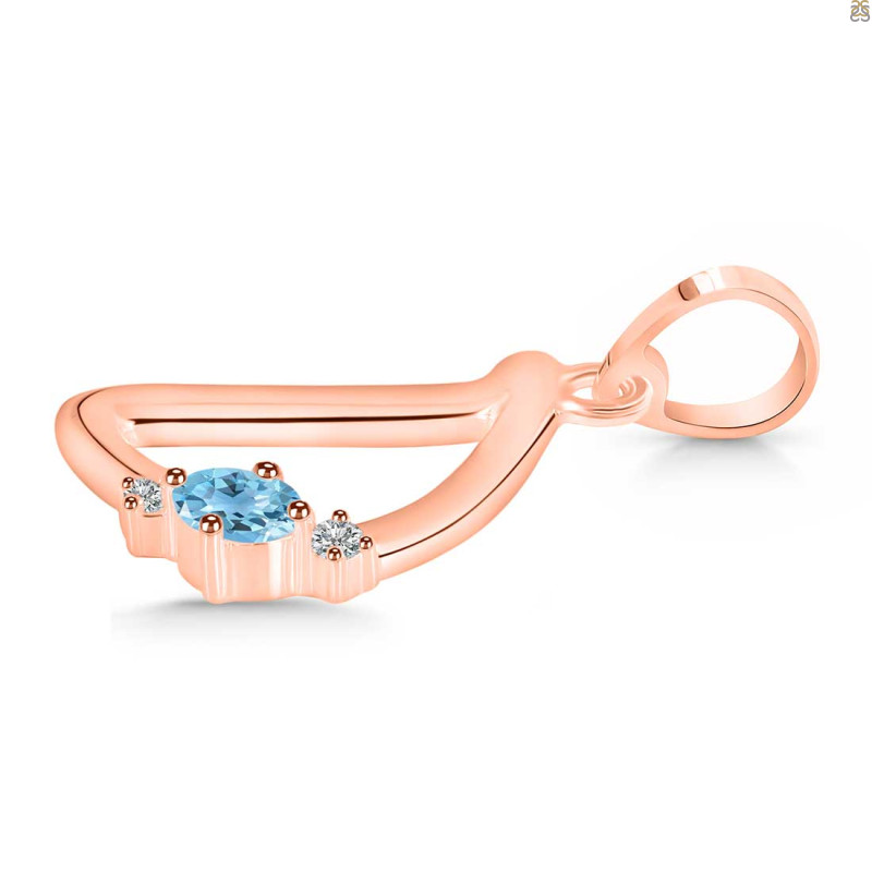 Blue Topaz & White Topaz Alphabet D Pendant BTZ-RDA-4.
