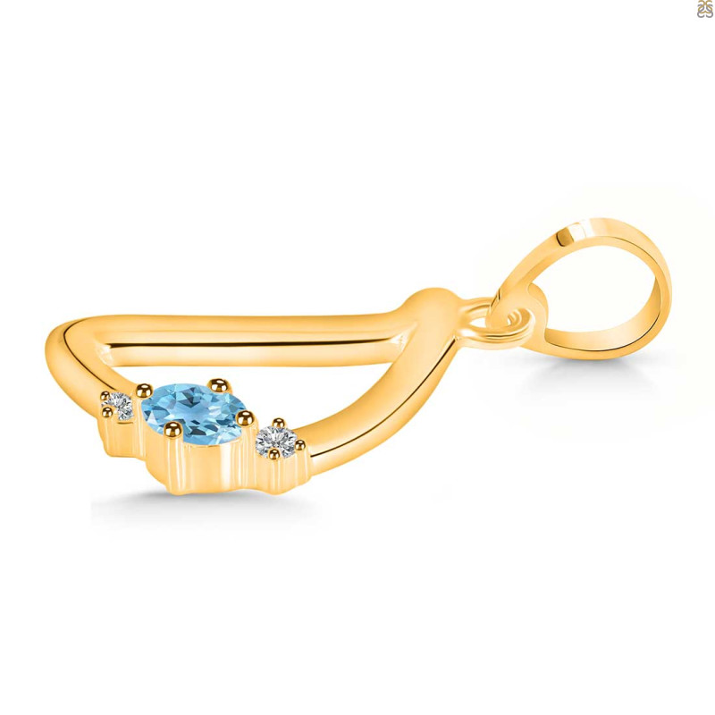Blue Topaz & White Topaz Alphabet D Pendant BTZ-RDA-4.