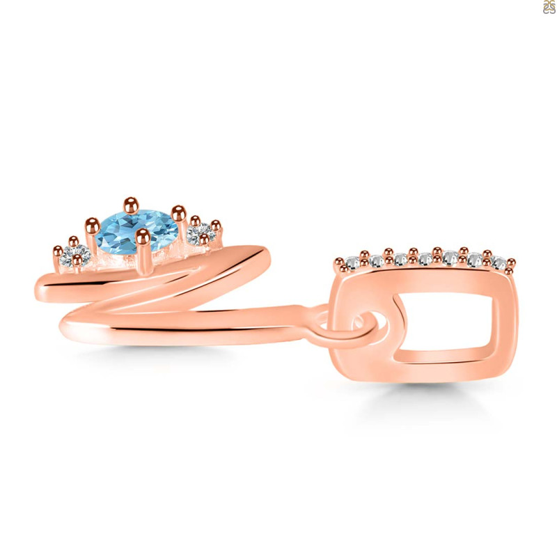 Blue Topaz & White Topaz Alphabet N Pendant BTZ-RDA-40.
