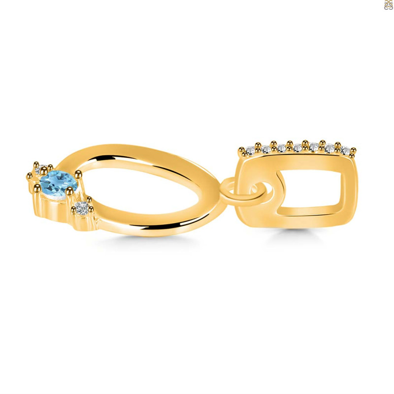 Blue Topaz & White Topaz Alphabet O Pendant BTZ-RDA-41.