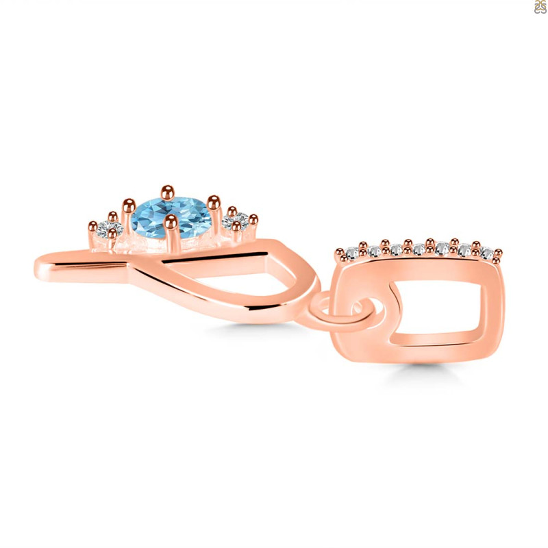 Blue Topaz & White Topaz Alphabet P Pendant BTZ-RDA-42.