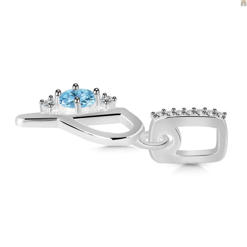 Blue Topaz & White Topaz Alphabet P Pendant
