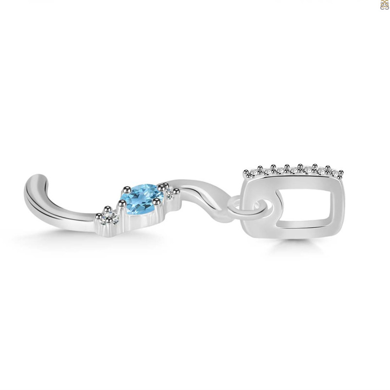 Blue Topaz & White Topaz Alphabet S Pendant