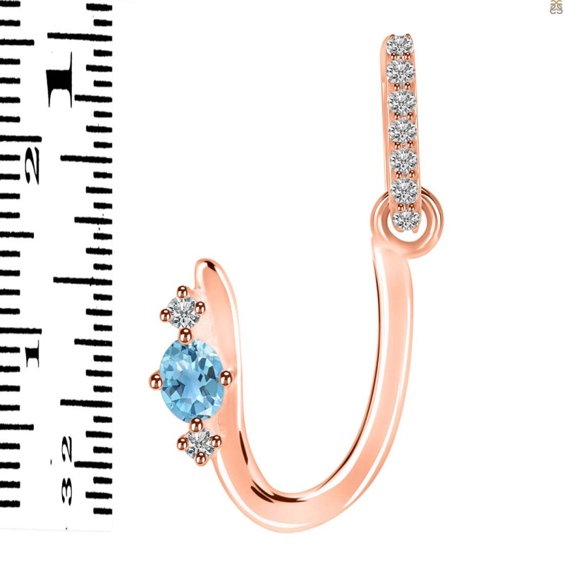 Blue Topaz & White Topaz Alphabet U Pendant BTZ-RDA-47.