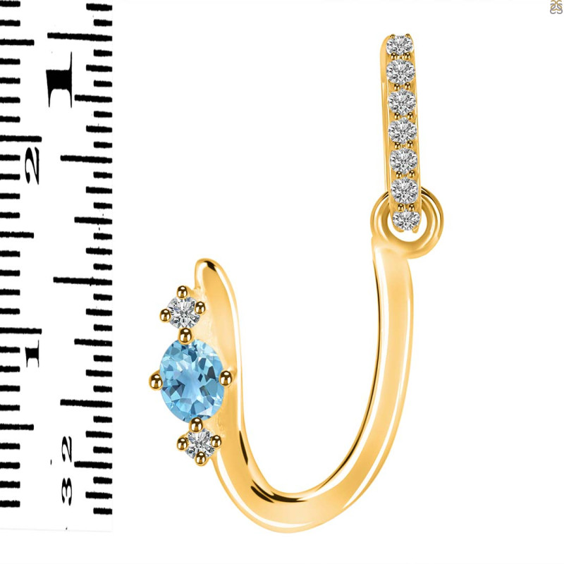 Blue Topaz & White Topaz Alphabet U Pendant BTZ-RDA-47.