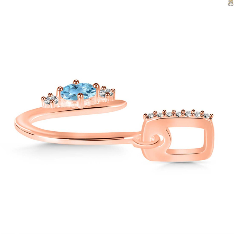 Blue Topaz & White Topaz Alphabet U Pendant BTZ-RDA-47.
