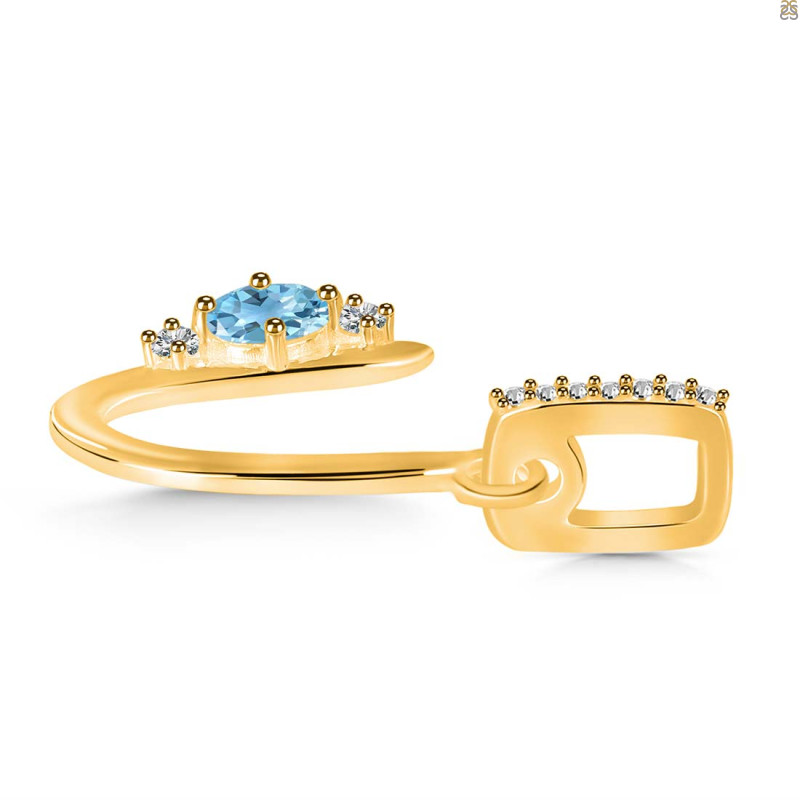 Blue Topaz & White Topaz Alphabet U Pendant BTZ-RDA-47.