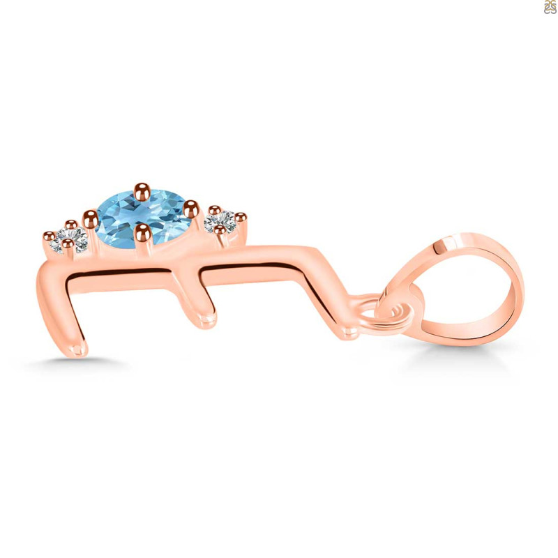 Blue Topaz & White Topaz Alphabet E Pendant BTZ-RDA-5.