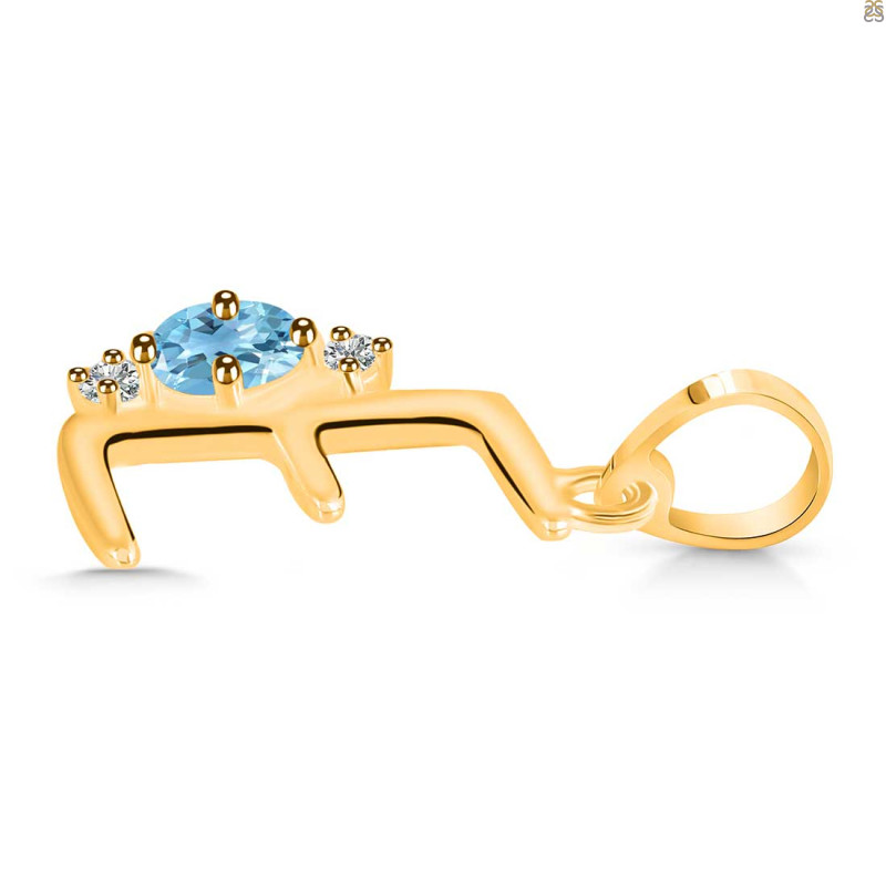Blue Topaz & White Topaz Alphabet E Pendant BTZ-RDA-5.
