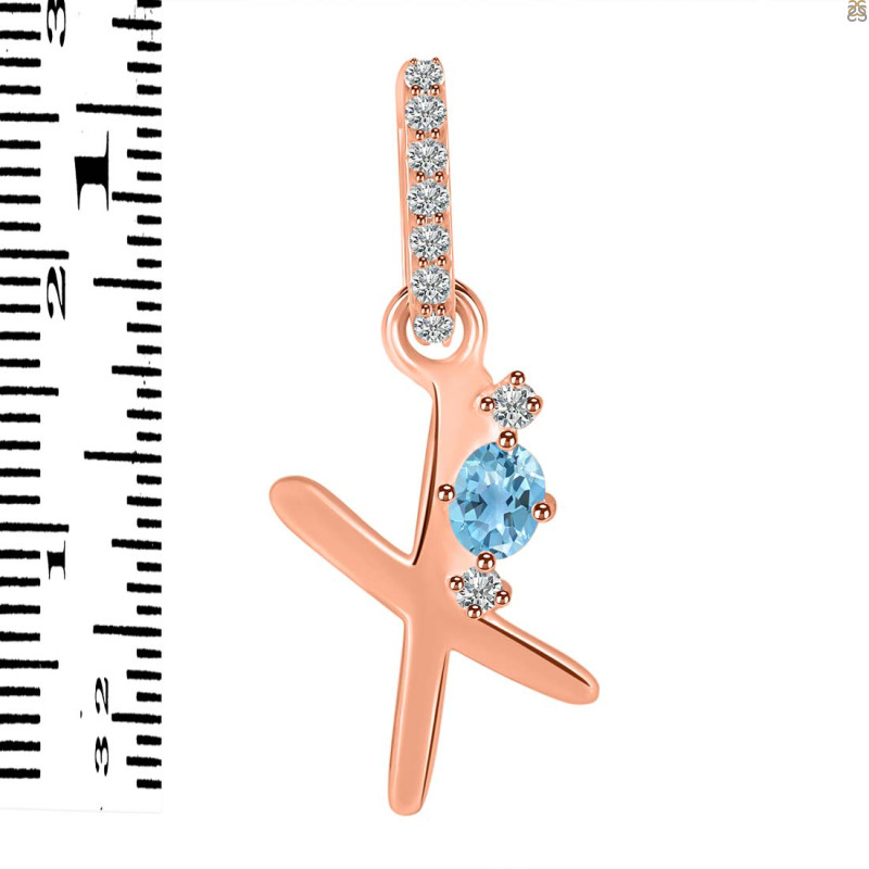 Blue Topaz & White Topaz Alphabet X Pendant BTZ-RDA-50.