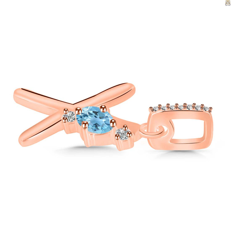 Blue Topaz & White Topaz Alphabet X Pendant BTZ-RDA-50.