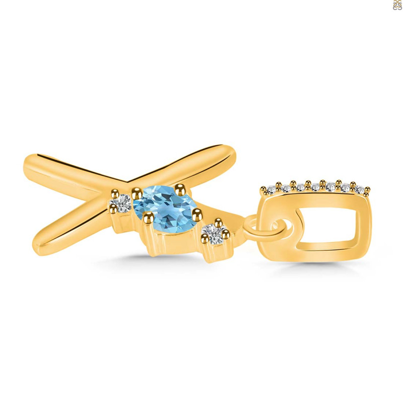 Blue Topaz & White Topaz Alphabet X Pendant BTZ-RDA-50.