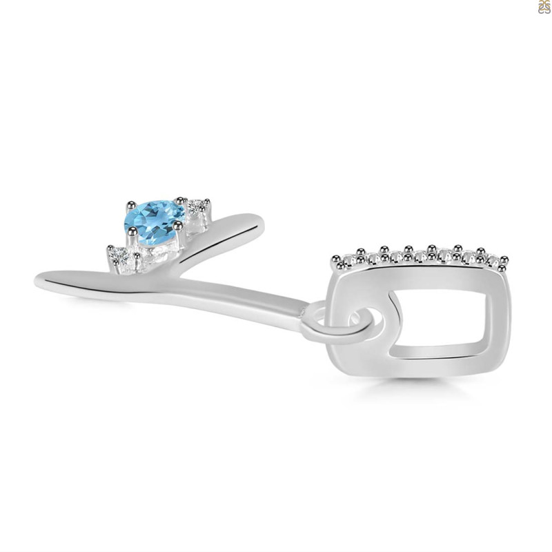 Blue Topaz & White Topaz Alphabet Y Pendant