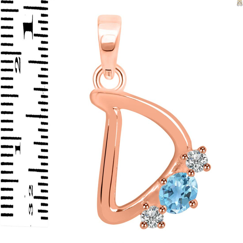 Blue Topaz & White Topaz Alphabet D Pendant BTZ-RDA-56.