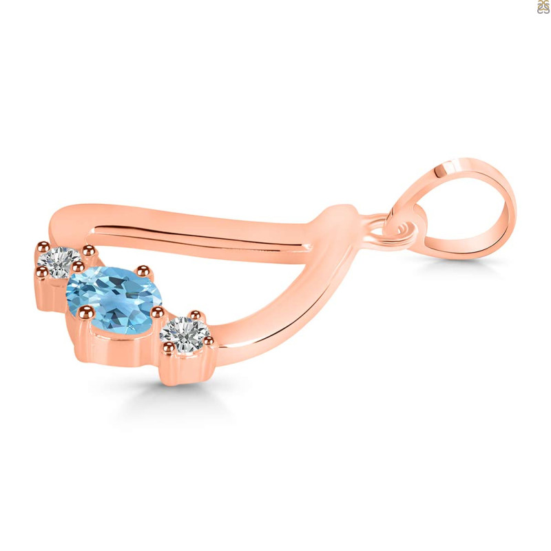 Blue Topaz & White Topaz Alphabet D Pendant BTZ-RDA-56.