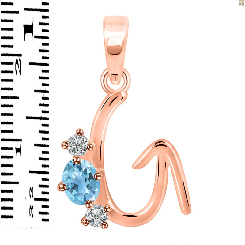 Blue Topaz & White Topaz Alphabet G Pendant BTZ-RDA-59.
