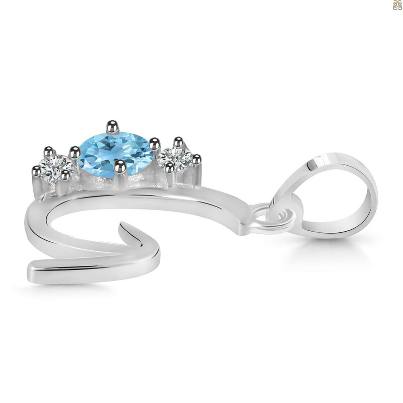 Blue Topaz & White Topaz Alphabet G Pendant