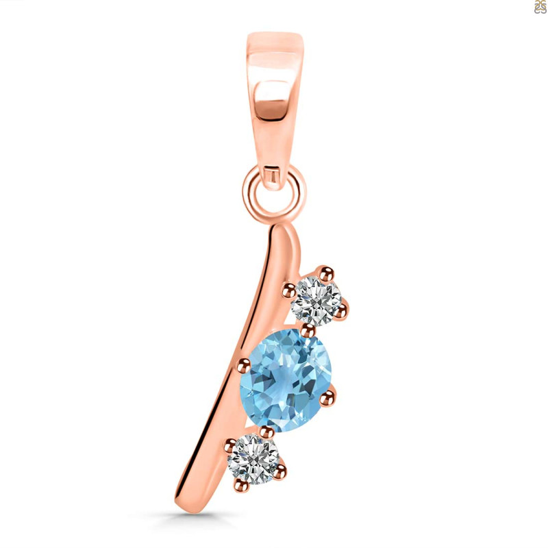 Blue Topaz & White Topaz Alphabet I Pendant BTZ-RDA-61.