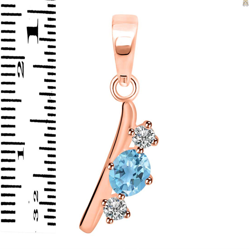 Blue Topaz & White Topaz Alphabet I Pendant BTZ-RDA-61.