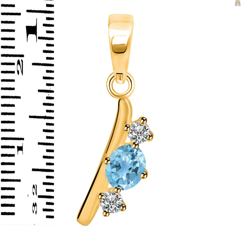 Blue Topaz & White Topaz Alphabet I Pendant BTZ-RDA-61.
