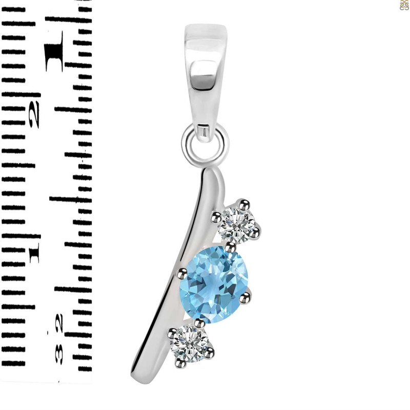 Blue Topaz & White Topaz Alphabet I Pendant BTZ-RDA-61.