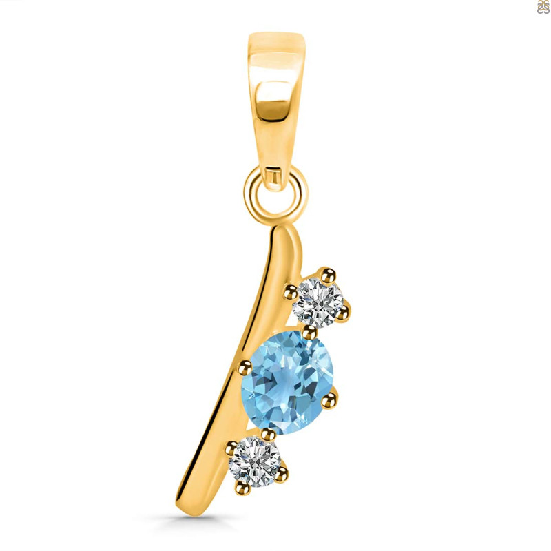 Blue Topaz & White Topaz Alphabet I Pendant BTZ-RDA-61.