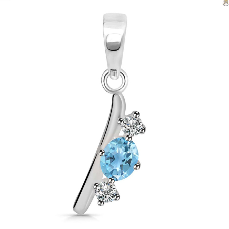 Blue Topaz & White Topaz Alphabet I Pendant BTZ-RDA-61.