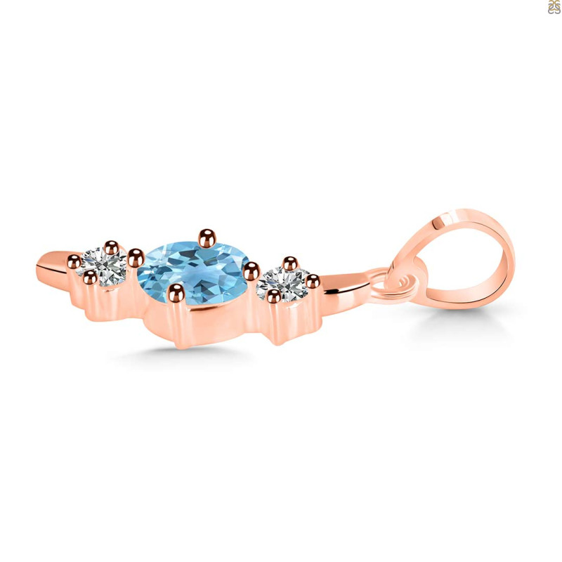 Blue Topaz & White Topaz Alphabet I Pendant BTZ-RDA-61.