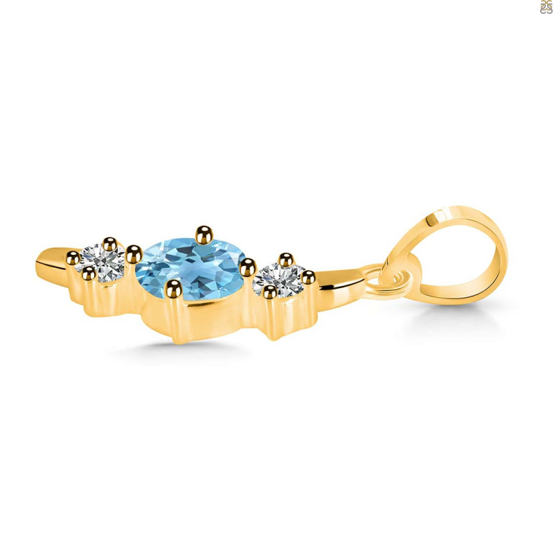 Blue Topaz & White Topaz Alphabet I Pendant BTZ-RDA-61.